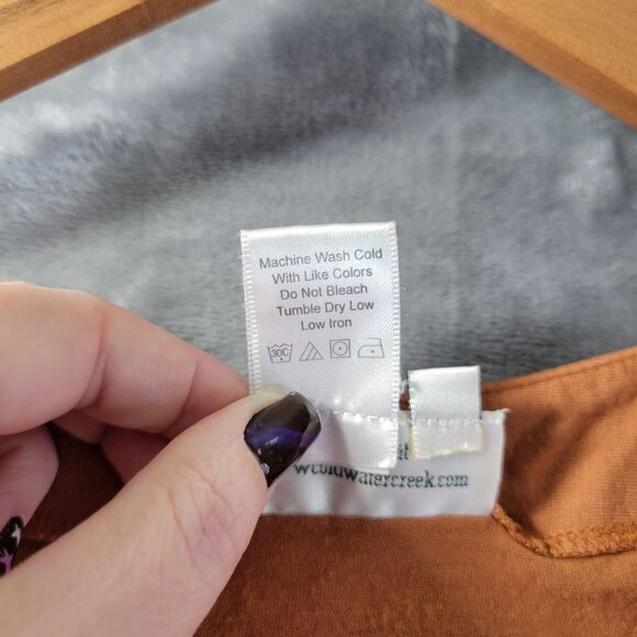 Coldwater Creek Womens Drape Front Top L Brown Rust Viscose Spandex‎ Boho Artsy - Picture 8 of 9